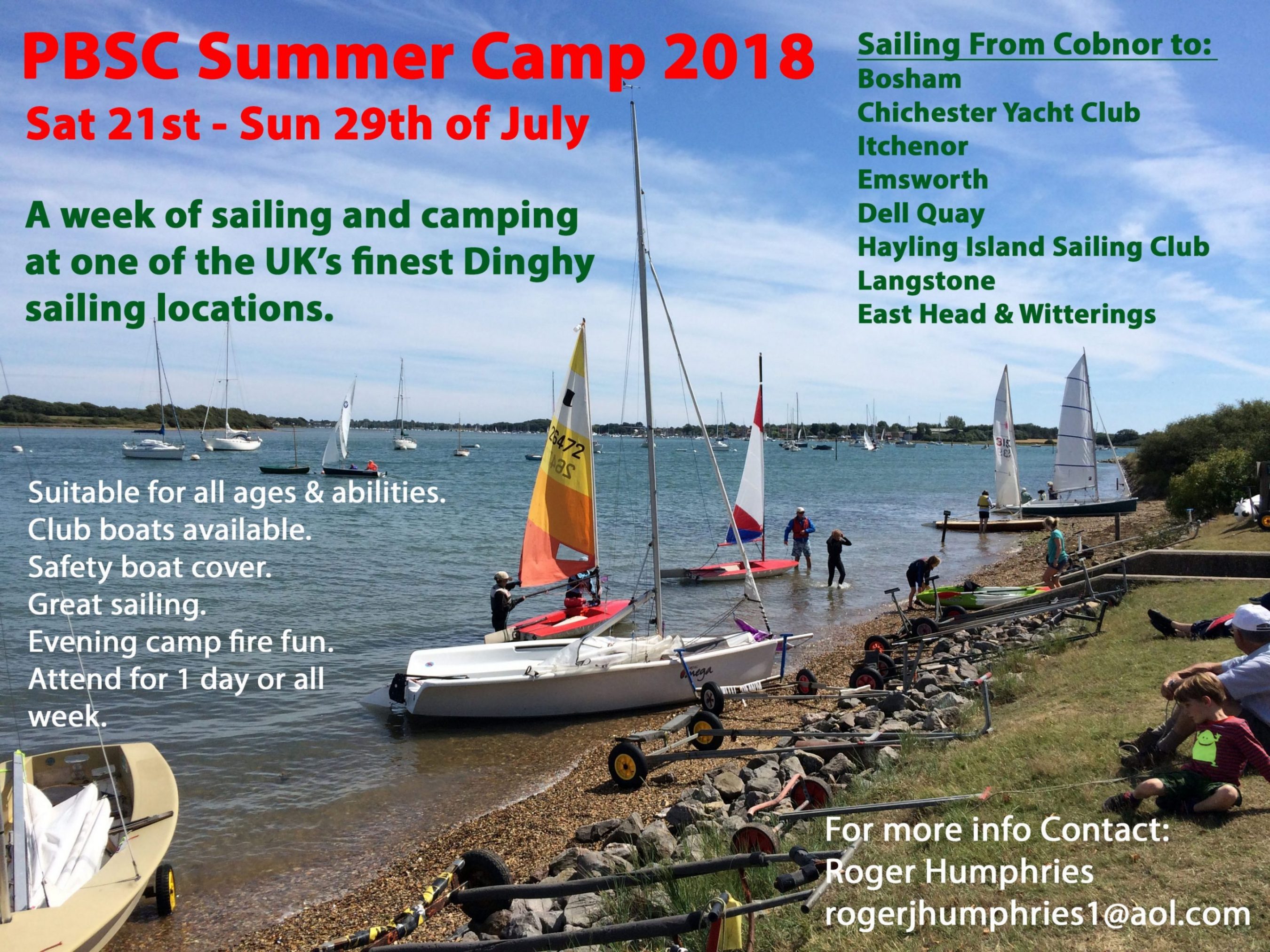 Chichester Sailing Camp 21st to to 29th July 2018 here are the
